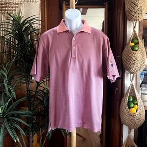 RARE Peter Millar Links 20 Golf Polo M Pink Double Mercerized Cotton Logo Shirt